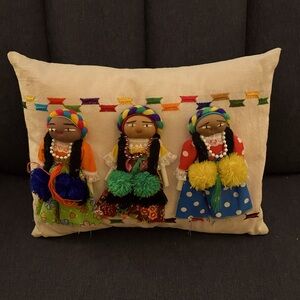 Handcrafted Mexican folk art rag doll decorative pillow (42)